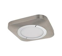 Eglo Lámpara de techo Puyo, luz de techo, acero en níquel mate, cromo, plástico blanco cálido