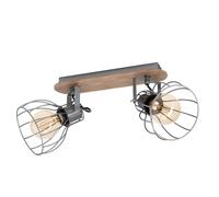 Eglo Lámpara de techo Sambatello, lámpara vintage de techo con 2 luces en estilo retro, foco de techo de acero, color marrón, casquillo E27