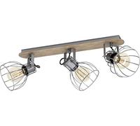 Eglo Lámpara de techo Sambatello, lámpara vintage de techo con 3 luces en estilo retro, foco de techo de acero, color marrón, casquillo E27