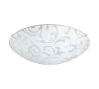 Eglo lámpara de techo Scalea 1, 1 luz, clásica, para salón, metal blanco | y vidrio satinado con decoración, lámpara dormitorio y pasillo con casquillo E27
