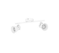 Eglo Lámpara de techo Seras 1, lámpara de techo de 2 luces estilo industrial, clásica, foco de techo de acero, lámpara para salón en blanco, lámpara de cocina, focos con casquillo GU10