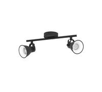 Eglo Lámpara de techo Seras 1, lámpara de techo de 2 luces Industrial | Clásica, foco de techo de acero, lámpara de salón en negro, lámpara de cocina, focos con casquillo GU10