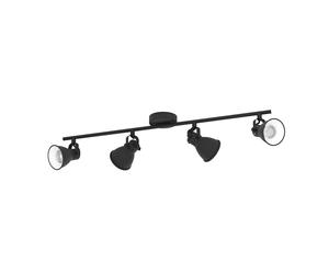 Eglo Lámpara de techo Seras 1, lámpara de techo de 4 luces estilo industrial, clásica, foco de techo de acero, lámpara para salón en negro, lámpara para cocina, focos con casquillo GU10
