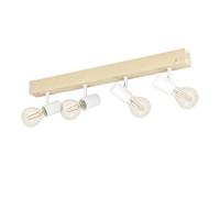 Eglo Lámpara de techo Townshend 3, foco vintage de techo industrial con 4 luces, lámpara retro de acero y madera, blanco, marrón, casquillo E27