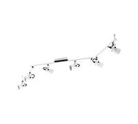 EGLO Lámpara de techo Trillo con 6 focos orientables, iluminación de techo para oficina y salón, metal blanco y negro, foco de techo con casquillo GU10, L 158,5 cm