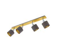 Eglo Lámpara de techo Valbiano, luminaria de techo con 4 luces, foco de techo en metal y textil, lámpara de pasillo en latón cepillado, níquel mate, capuchino, dorado, focos E14