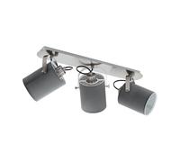 Eglo Lámpara de techo Villabate, lámpara textil de 3 luces, foco de techo de acero y tela, color níquel mate, gris, casquillo E27