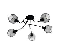 Eglo Lámpara de techo Wrington 1, lámpara de techo vintage de 5 luces | estilo industrial y retro, lámpara de salón de acero negro, lámpara de cocina y pasillo con casquillo E14