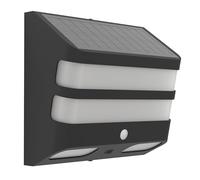 EGLO Stiappa Lámpara de pared led para uso exterior, lámpara solar de exterior con sensor de movimiento, lámpara solar de exterior de plástico negro y blanco, iluminación exterior IP44