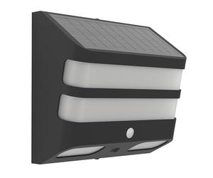Eglo Lámpara LED de pared para exteriores Stiappa, luz solar con detector de movimiento, iluminación exterior de plástico en blanco y negro, IP44
