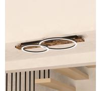 Eglo Boyal Lámpara de techo led de 2 focos, lámpara de salón vintage, rústica, lámpara de cocina de acero, madera y plástico, negro, marrón, blanco, longitud 78 cm