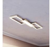 Eglo LED de techo Monirote, pendiente minimalista con control remoto, luminaria regulable de metal en níquel mate y plástico en blanco, luz de cocina blanco cálido-blanco frío, L 78 cm