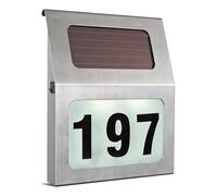 EGLO Lámpara solar de pared exterior Orimini, artefacto con número de casa, LED de acero inoxidable, luz neutra, IP44