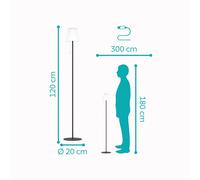 Eglo Scordiano Lámpara solar de pie, con batería, con interruptor de cadena, inalámbrica para interior y exterior, acero negro, plástico blanco, blanco cálido frío, IP44