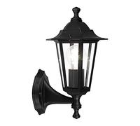 Eglo Laterna 4 Lámpara de pared para exterior de 1 foco, luz de pared de aluminio fundido en negro y cristal transparente, casquillo E27, IP44