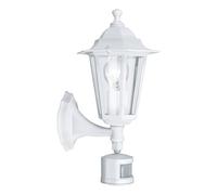 Eglo Laterna 5 Lámpara de pared para exterior, aplique de exterior con detector de movimiento y sensor incluidos, fabricada en aluminio fundido y cristal, color: blanco, E27, IP44