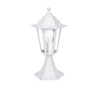 EGLO Laterna 5 Lámpara de pedestal para exterior, luz de exterior de 1 foco, lámpara de pedestal de fundición de aluminio y cristal, color: blanco, casquillo: E27, IP44