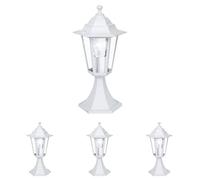 Eglo Laterna 5 Lámpara de pedestal para exterior, luz de exterior de 1 foco, lámpara de pedestal de fundición de aluminio y cristal, color: blanco, casquillo: E27, IP44 (Paquete de 4)
