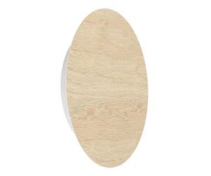 Eglo LED Alamilo Aplique de pared, lámpara redonda de pared para interiores, aplique con luz indirecta, madera al natural y metal en blanco, aplique para salón y pasillo, blanco cálido