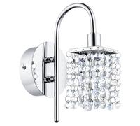 Eglo LED Aplique de Pared Almonte, Lámpara de Baño de Metal en Cromo | y Cristal Transparente, Luminaria LED para Zonas Húmedas en Blanco Cálido, G9, IP44