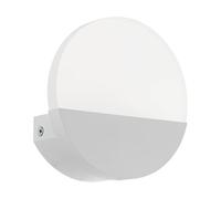 Eglo LED Aplique de Pared Metrass 1, lámpara de pared de una luz, iluminación interior de aluminio y plástico satinado, lámpara de salón blanca, luz LED de pasillo redonda, luz cálida