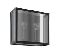 EGLO LED aplique exterior Alamonte Smoke, lámpara 2 luces | con vidrio ahumado, luz de pared para casa, acero y vidrio negro, casquillo E27, IP44