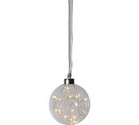 EGLO LED bola de Navidad para interior, bola de cristal iluminada | para colgar, esfera luminosa transparente con temporizador, luz cálida, funciona con pilas, Ø 10 cm