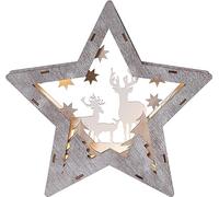 EGLO LED decoración navideña, silueta de estrella con motivo de bosque | paisaje invernal con iluminación a pilas, luz cálida, 25 x 24 cm