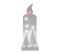 Eglo LED decoración navideña, silueta navideña de vela de madera en blanco | paisaje invernal con temporizador, iluminación a pilas, luz cálida