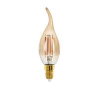 Eglo LED E14 regulable, bombilla Golden Vintage en forma de vela, luz de alumbrado retro, 4 vatios (equivalente a 28 vatios), 300 lúmenes, blanco cálido, 1700k, Edison CF35, Ø 3,5 cm