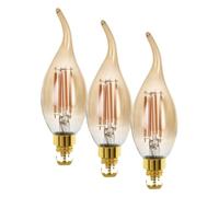 Eglo LED E14 regulable, bombilla Golden Vintage en forma de vela, luz (Paquete de 3)