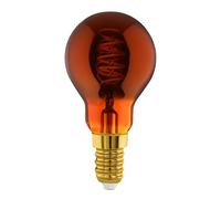 EGLO LED E14 regulable, bombilla LED en espiral, luz vintage de cobre | en diseño retro, 4 vatios, 30 lúmenes, blanco cálido, 2000k, Edison P45, Ø 4,5 cm