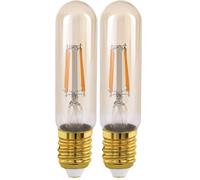 Eglo LED E27, bombilla ámbar vintage en forma de bastón, tubo de luz para iluminación retro, 4 vatios (equivalente a 26 vatios), 270 lúmenes, blanco cálido, 2200k, Edison T32, Ø 3,2 cm (Paquete de 2)