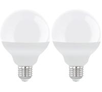 Eglo LED E27 bombilla de globo, lámpara LED, 11,8 vatios (equivalente a 75 vatios), 1055 lúmenes, blanco caldo, 3000 Kelvin, bombilla G95, diámetro 9,5 cm (Paquete de 2)