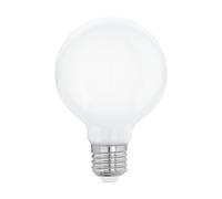 Eglo LED E27, bombilla Globe Milky, 9 vatios (equivalente a 75 vatios) | 1055 lúmenes, luz blanca cálida, 2700k, bulbo G80, Ø 8 cm