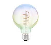 Eglo LED E27, bombilla globe regulable de colores, foco con espiral de color brillante, luz arcoiris, 4 vatios, 200 lúmenes, blanco cálido, 2000k, luz Edison, G95, Ø 9,5 cm