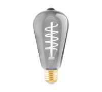 EGLO LED E27 Bombilla regulable, Vintage Negro Transparente, espiral LED 4 W , equivalente a 15 W , 100 lúmenes, E27 LED blanco cálido, 2000 K, Bombilla decorativa ST64, Diámetro de 6,4 cm