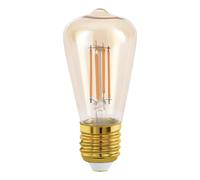 Eglo LED E27, bombilla vintage ámbar, luz para iluminación retro, 4 vatios (equivalente a 26 vatios), 270 lúmenes, blanco cálido, 2200k, Edison ST48, Ø 4,8 cm
