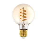 Eglo LED E27, LED espiral Globo, bombilla vintage ámbar para iluminación, 4 vatios (equivalente a 26 vatios), 270 lúmenes, blanco cálido, 2200k, foco Edison G80, Ø 8 cm