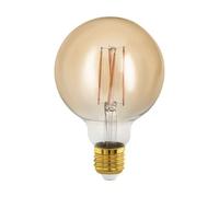 Eglo LED E27 regulable, bombilla Golden Vintage, bola para iluminación retro, 4 vatios (equivalente a 28 vatios), 300 lúmenes, blanco cálido, 1700k, Edison G95, Ø 9,5 cm