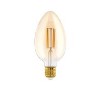 Eglo LED E27 regulable, bombilla vintage ámbar grande, luminaria en forma de vela, 4,5 vatios (equivalente a 40 vatios), 470 lúmenes, blanco cálido, 2200k, B80, Ø 8 cm