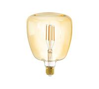 Eglo LED E27 regulable, bombilla vintage ámbar MID SIZE Ø 14 cm, lámpara LED retro, 4 W (equiv. 35 W), 400 lm, E27 LED blanco cálido 2200K, bombilla Edison T140
