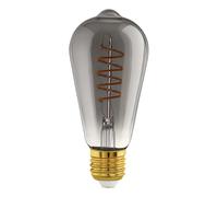 Eglo LED E27 regulable, LED en espiral, bombilla vintage negra-transparente en diseño retro, 4 vatios, 100 lúmenes, blanco cálido, 2000k, foco Edison ST64, Ø 6,4 cm