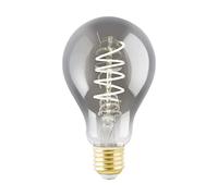 EGLO LED E27 regulable, LED en espiral, bombilla vintage negra-transparente en diseño retro, 4 vatios, 100 lúmenes, blanco cálido, 2000k, focoEdison A75, Ø 7,5 cm
