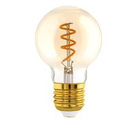 Eglo LED E27 regulable, LED espiral Globo, bombilla vintage ámbar | para iluminación, 4 vatios (equivalente a 15 vatios), 145 lúmenes, blanco cálido, 2000k, foco Edison G60, Ø 6 cm