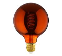 Eglo LED E27 regulable, LED espiral Globo, bombilla vintage de cobre en diseño retro, 4 vatios, 30 lúmenes, blanco cálido, 2000k, foco Edison G125, Ø 12,5 cm