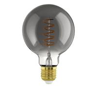 Eglo LED E27 regulable, LED espiral Globo, bombilla vintage negra-transparente en diseño retro, 4 vatios, 100 lúmenes, blanco cálido, 2000k, foco Edison G95, Ø 9,5 cm