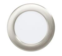 Eglo LED empotrable Fueva 5, Ø 11,7 cm, foco de acero y plástico, superficie luminosa, lámpara empotrada en níquel mate, blanca, perfil bajo, poca profundidad de instalación 26 mm, luz cálida