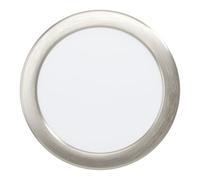 Eglo LED empotrable Fueva 5, Ø 16,6 cm, foco LED de acero con superficie de luz de plástico, empotrable en níquel mate, blanco, perfil bajo 26 mm, luz cálida