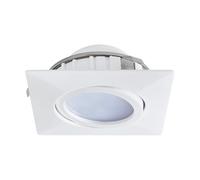 EGLO LED empotrable Pineda, foco de plástico, luminaria empotrada blanca | foco plano y orientable, L x A 8,4 cm